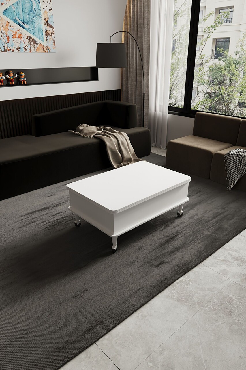 Masuta de cafea, Hanah Home, Nino, 90x40x60 cm, PAL, Alb - imagine 7
